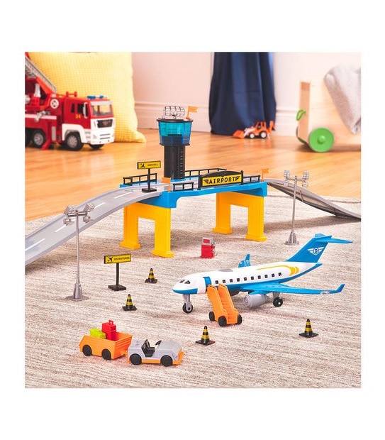 Driven - Airport Playset - (32 piece) Airport Toy Accessories & Airplane