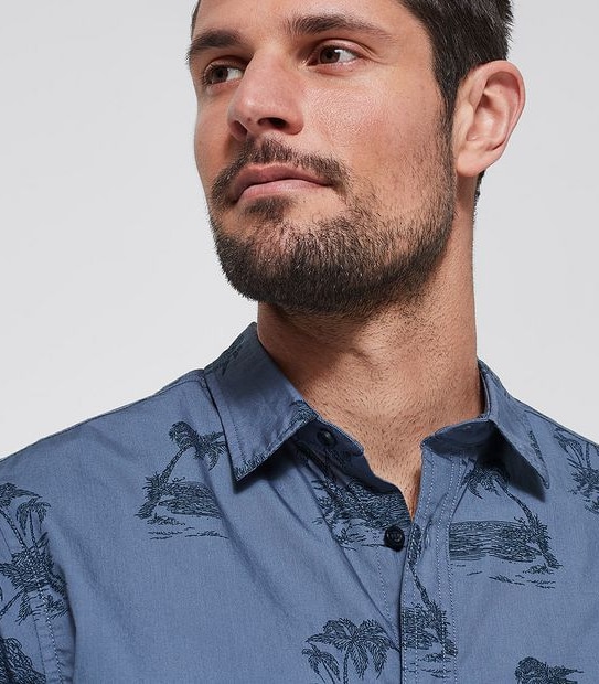 Island Print Shirt - Navy