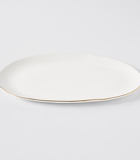 Gold Rim Oval Serving Plate