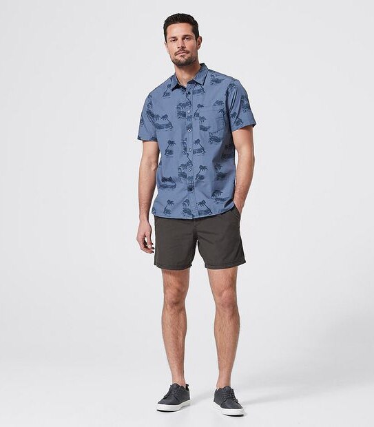 Island Print Shirt - Navy