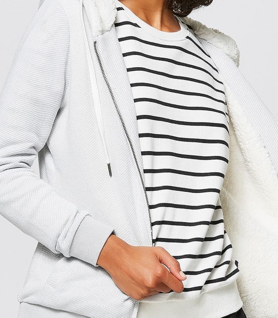 Piping Hot Sherpa Lined Hoodie - Light Grey