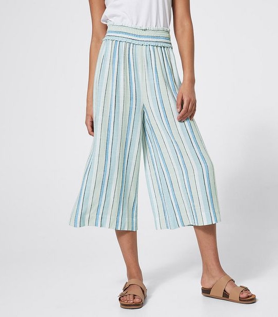 Lily Loves Linen Blend Wide Leg Pants - Blue Stripe