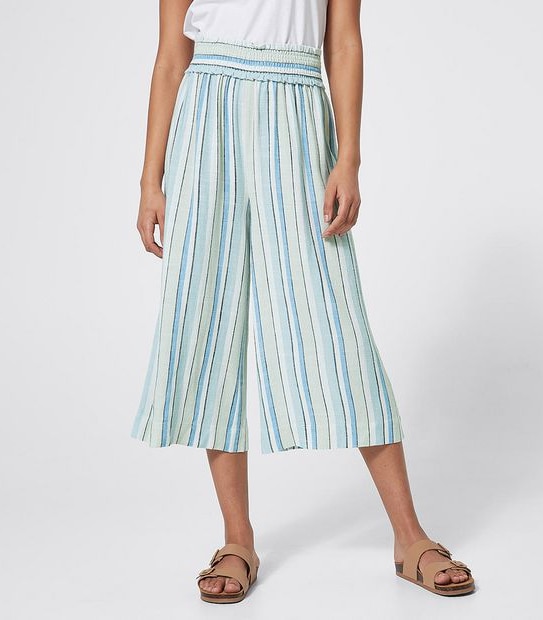 Lily Loves Linen Blend Wide Leg Pants - Blue Stripe