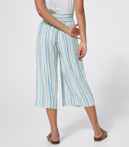 Lily Loves Linen Blend Wide Leg Pants - Blue Stripe