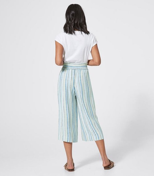 Lily Loves Linen Blend Wide Leg Pants - Blue Stripe