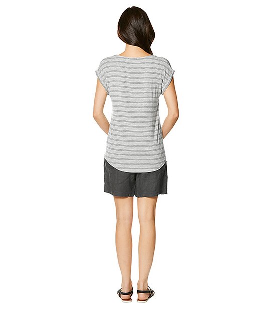 Zip Front T-Shirt - Grey / Black