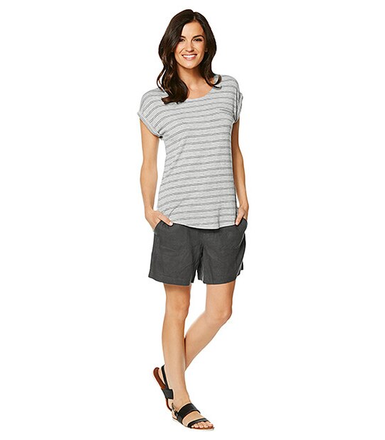 Zip Front T-Shirt - Grey / Black