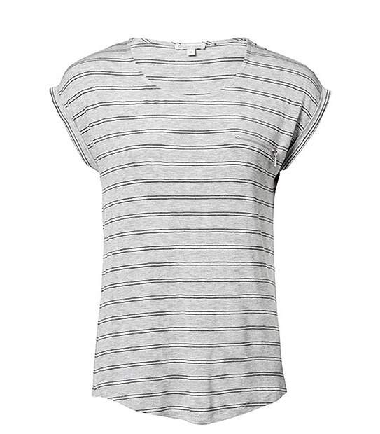 Zip Front T-Shirt - Grey / Black