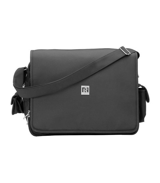 Ryco - Deluxe Everyday Messenger Nursery Bag Includes Built-In Insulated Bottle Holder - Black