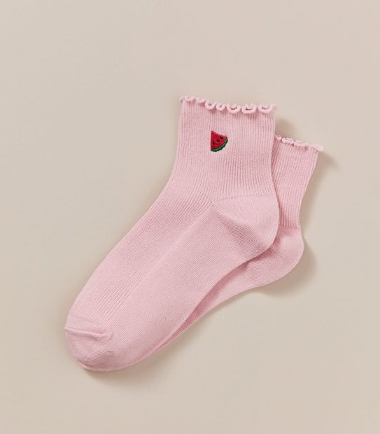 Frill Embroidered Quarter Crew Cut Socks - AC-Lab