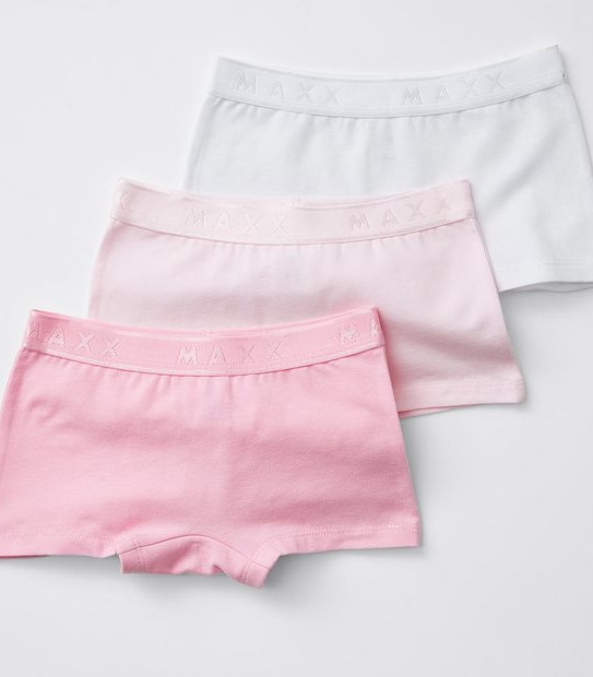 Maxx Younger Girls 3 Pack Shorties - Pink/White