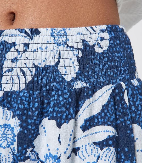 Piping Hot Split Beach Pants - Navy Blue Tropical
