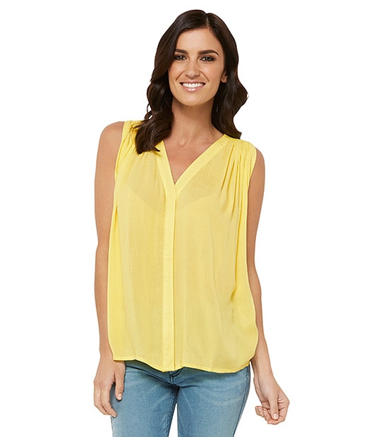 Gathered Back Top - Lime