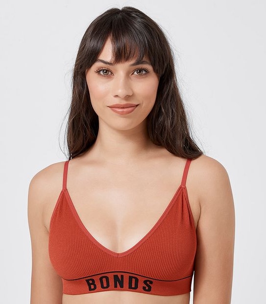 Bonds Retro Ribbed Triangle Crop Bra - Red Rover