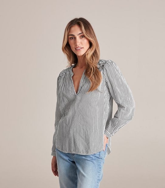 Shirred Yoke Grandad Shirt