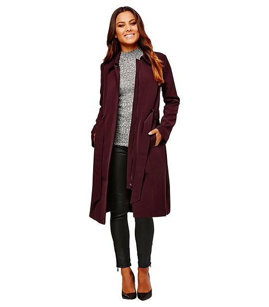 Dannii Minogue Petites Longline Trench - Wine | Target Australia