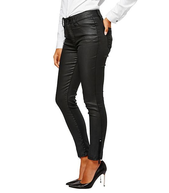 Dannii Minogue Petites Coated Biker Jeans - Black