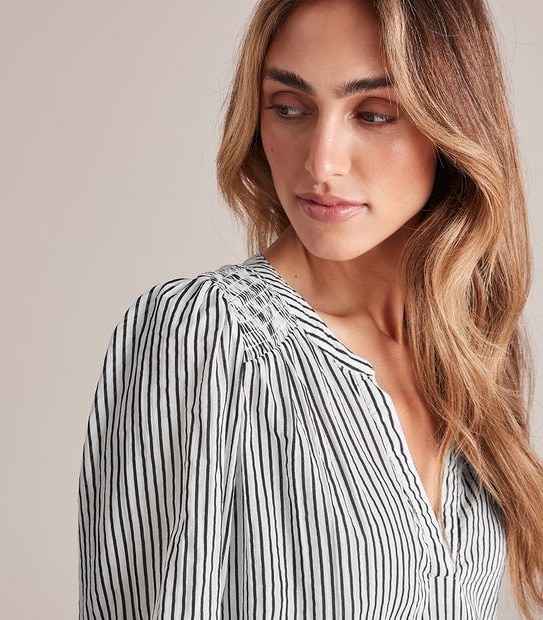 Shirred Yoke Grandad Shirt