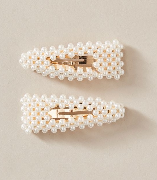 2 Pack Pearl Hair Slide Clips