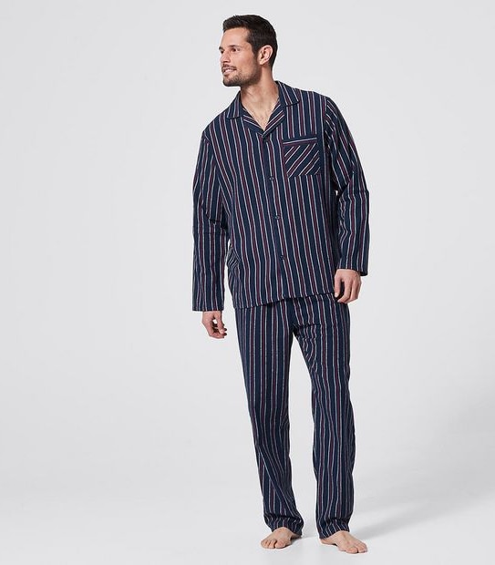 Flannelette Pyjama Set - Navy Stripe