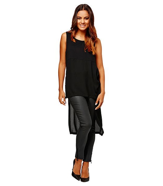Dannii Minogue Petites Longline Top - Grey / Black 3 of 6
