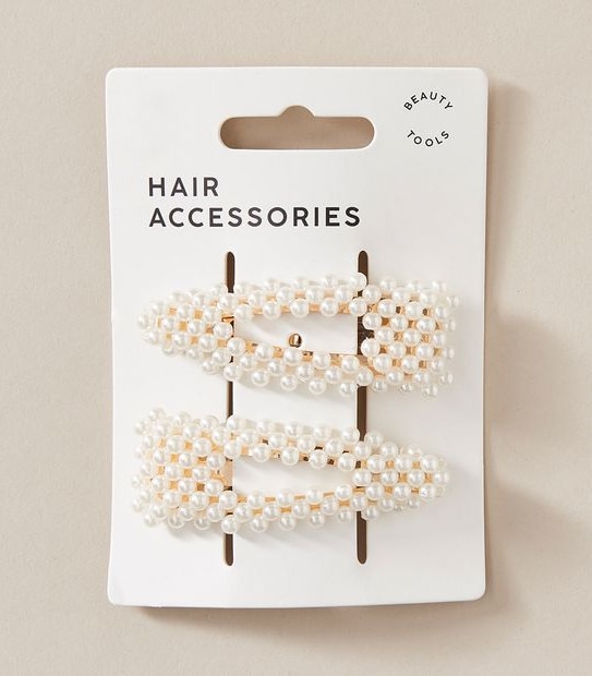 2 Pack Pearl Hair Slide Clips