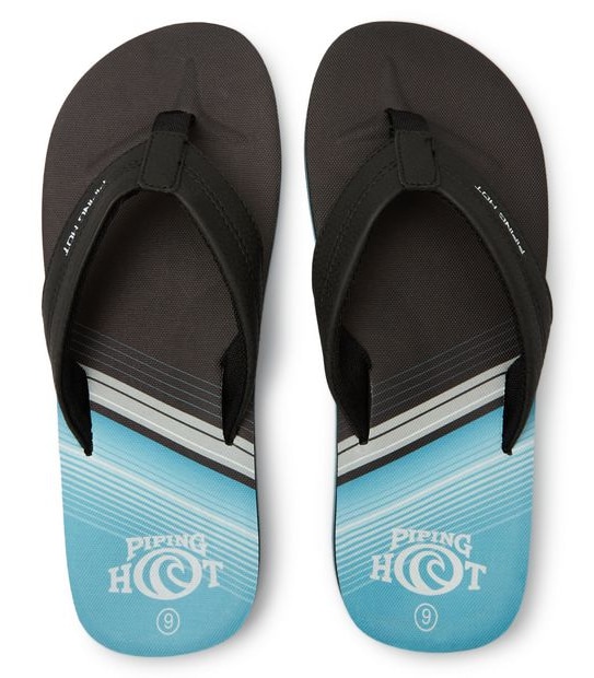 Mens Piping Hot  Bloom & Recycled EVA Thongs - Spliced Black/Blue