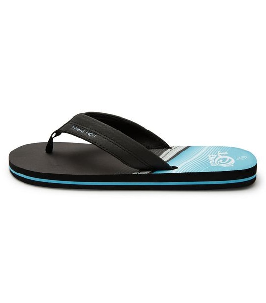 Mens Piping Hot  Bloom & Recycled EVA Thongs - Spliced Black/Blue