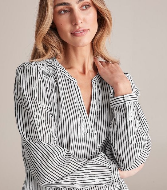 Shirred Yoke Grandad Shirt