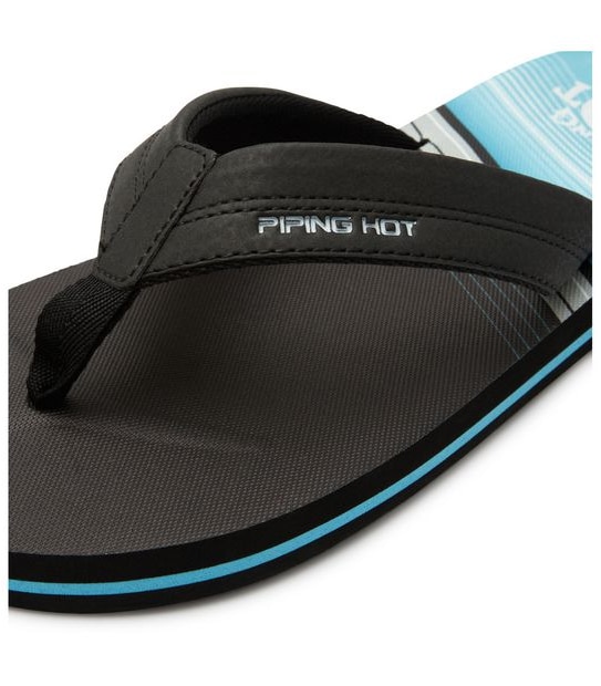 Mens Piping Hot  Bloom & Recycled EVA Thongs - Spliced Black/Blue