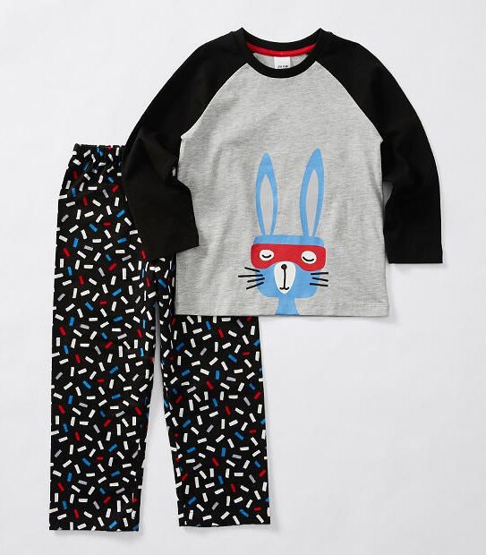 Masked Bunny Jersey Flannelette Pyjama Set