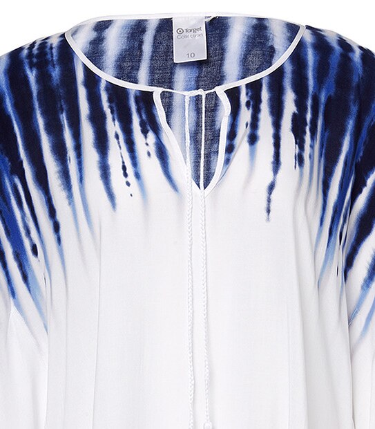 Keyhole Kimono - White / Blue 4 of 4