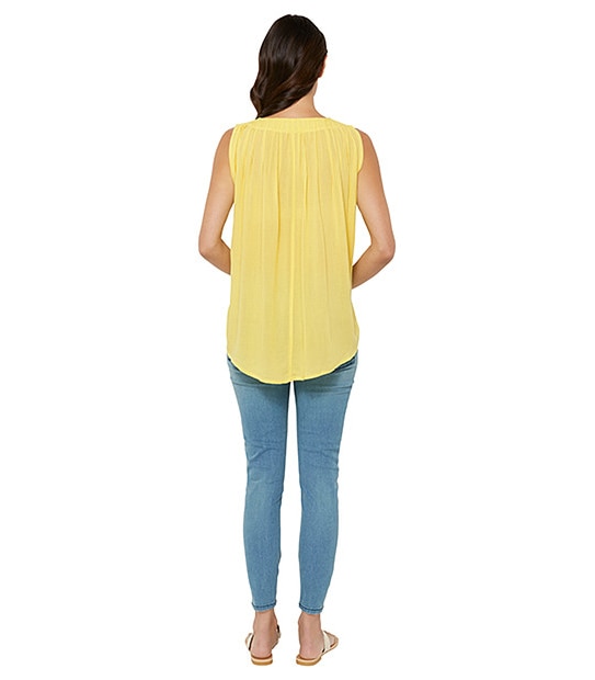 Gathered Back Top - Lime