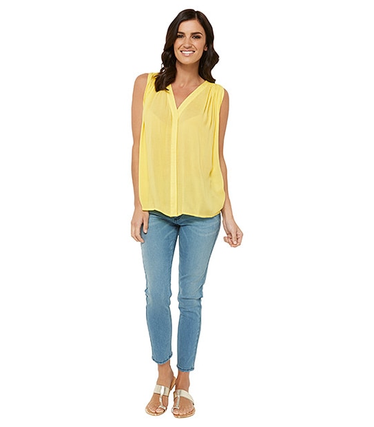 Gathered Back Top - Lime