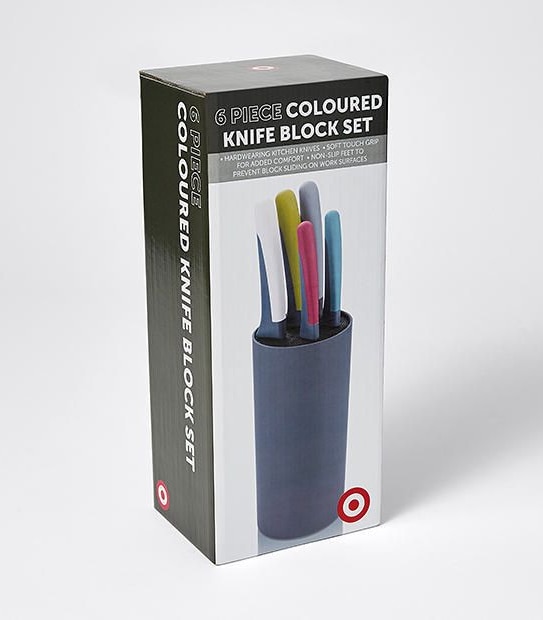 6 Piece Coloured Knife Block Set