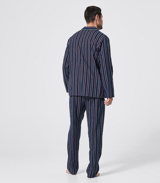 Flannelette Pyjama Set - Navy Stripe