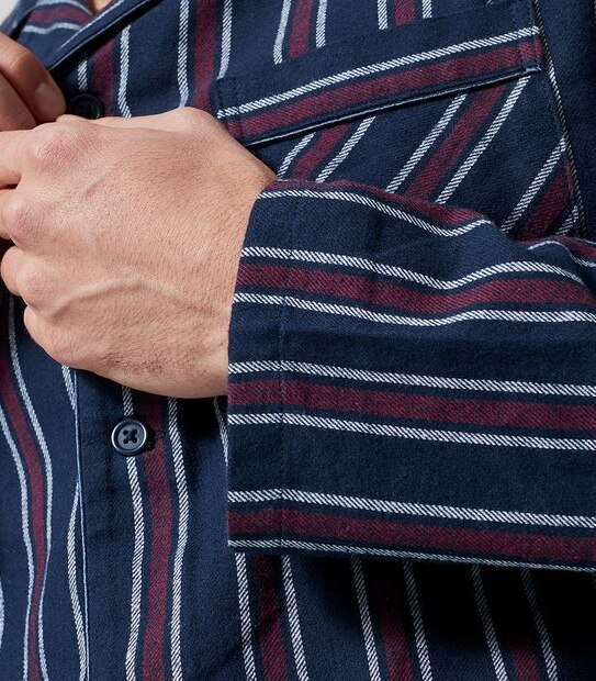 Flannelette Pyjama Set - Navy Stripe