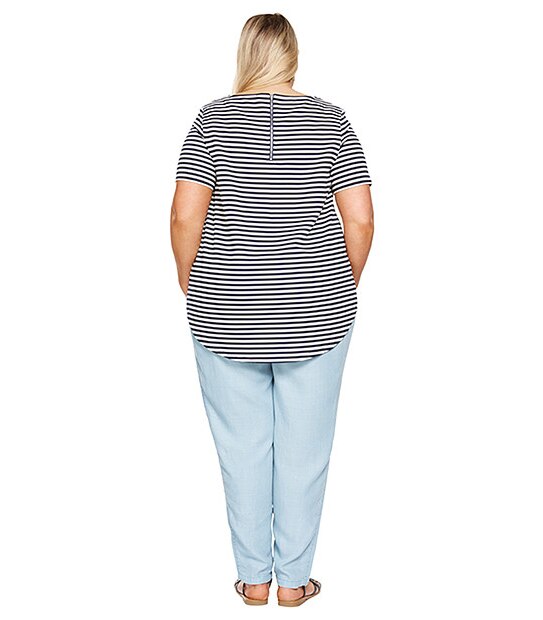 Belle Curve Stripe T-Shirt - Peacoat / White 3 of 4