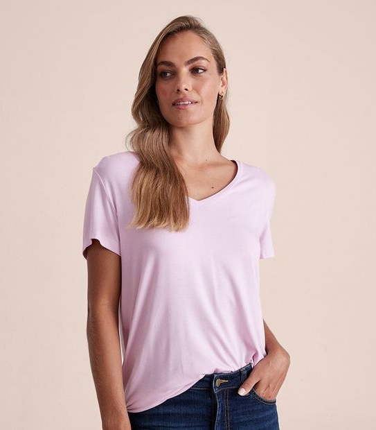 Modal/Elastane V-Neck T-Shirt | Target Australia