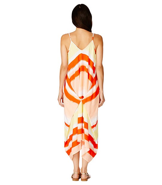 Asymmetrical Maxi Dress - Coral Stripe