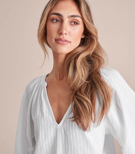 Dallas Puff Sleeve Dobby Blouse