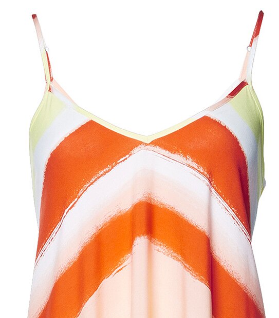 Asymmetrical Maxi Dress - Coral Stripe