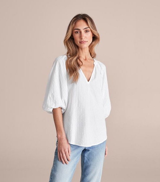 Dallas Puff Sleeve Dobby Blouse