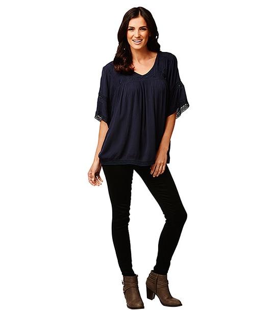 Life & Style Kimono Top - Peacoat 3 of 5