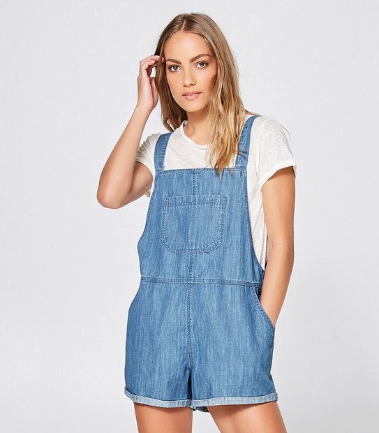 Piping Hot Dungarees - Mid Blue Wash