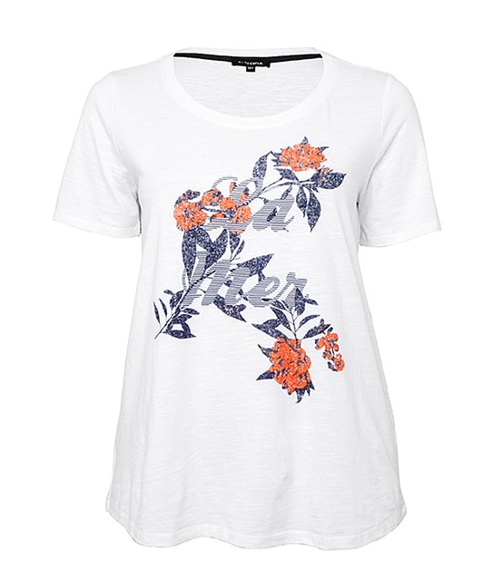 Belle Curve Print T-Shirt - White 1 of 5