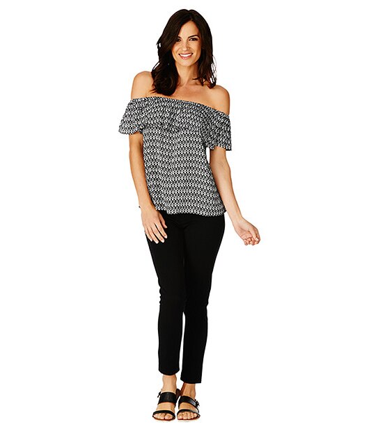 Off the Shoulder Top - Mono Print 4 of 5