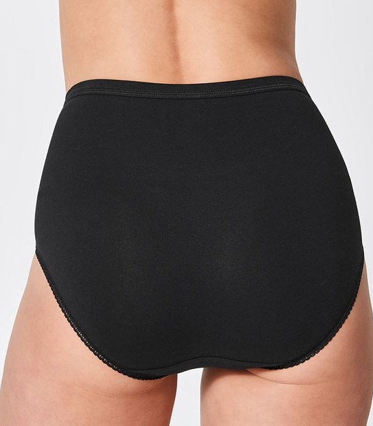Cotton and Lace Full Briefs - Black