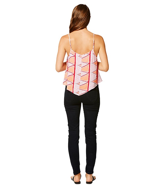 Lily Loves Crochet Trim Singlet - Orange / Pink