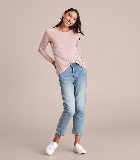 Organic Cotton Long Sleeve Crew Neck T-Shirt